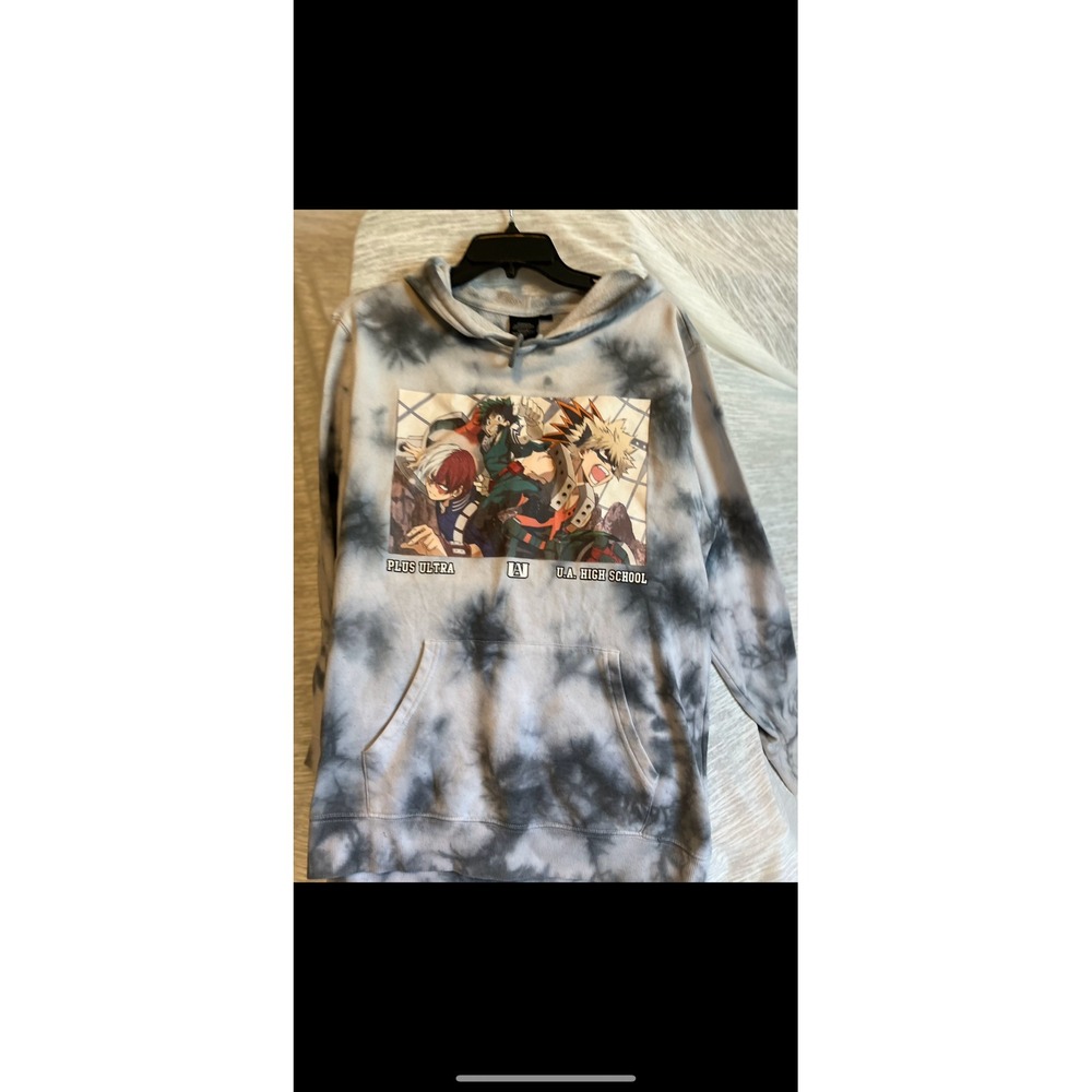 My Hero Academia Anime Manga Hoodie Gray Tie Dye Graphic Sweatshirt‎